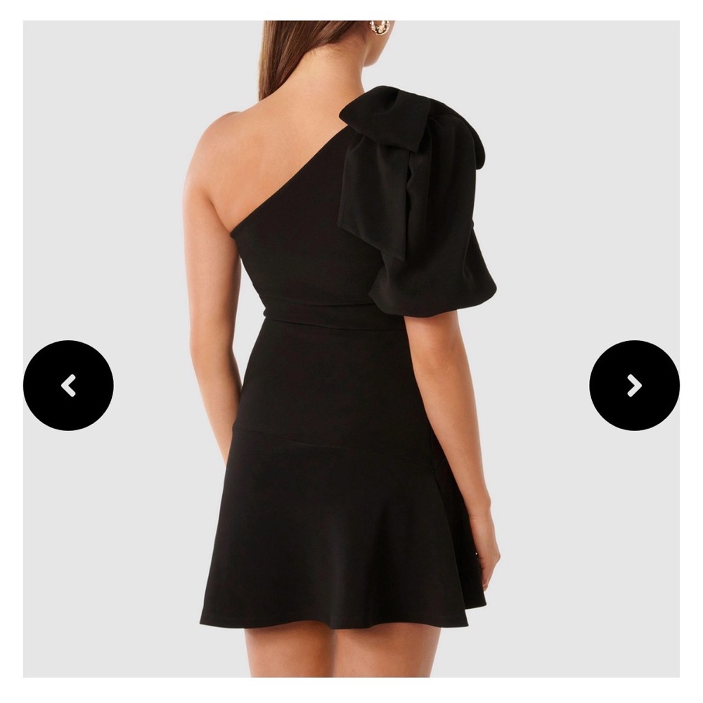 EVER NEW Black Bow One-Shoulder Mini Dress - Picture 4 of 7
